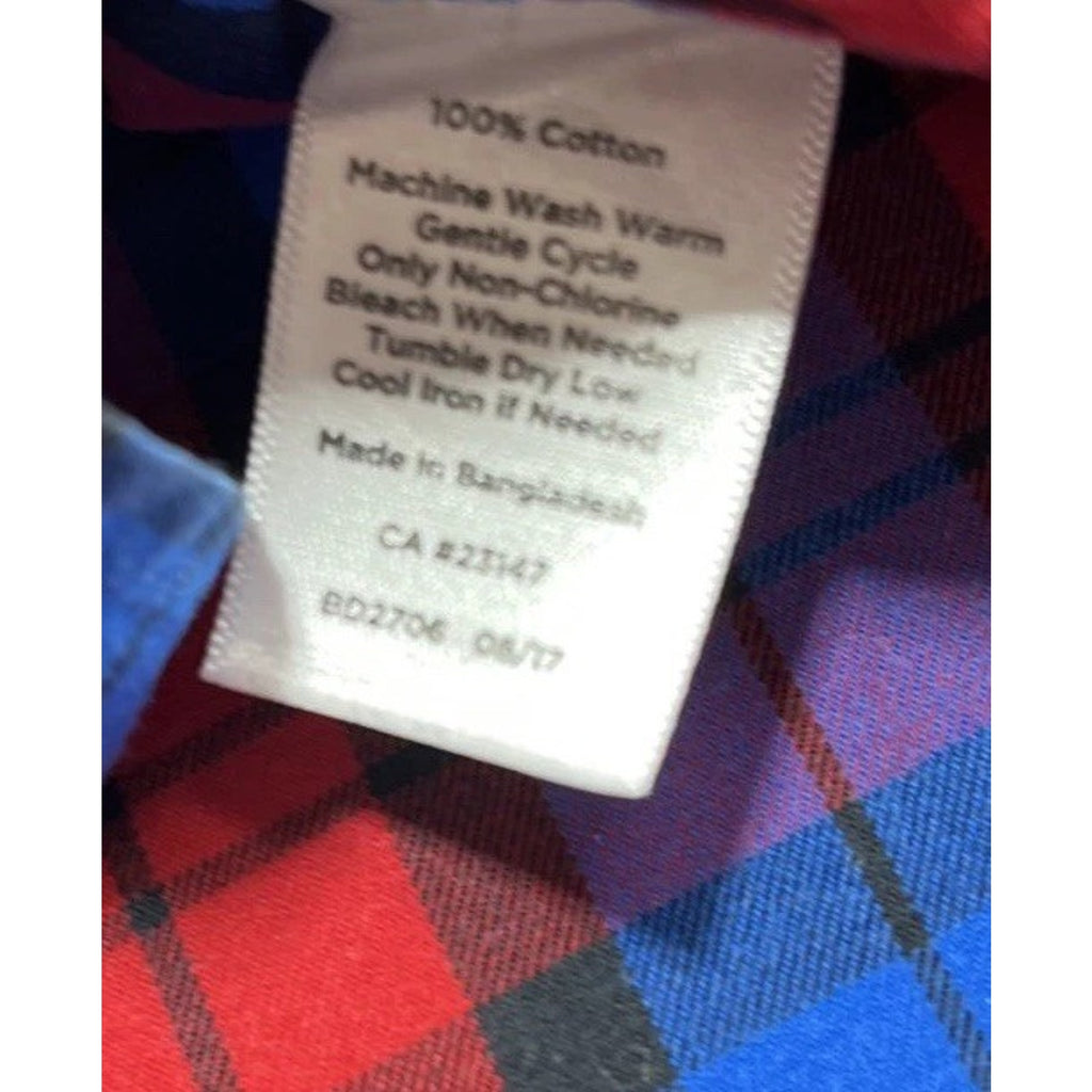 Talbots Womens Cotton Button Down Shirt Colorful Plaid Casual Top XL Petites