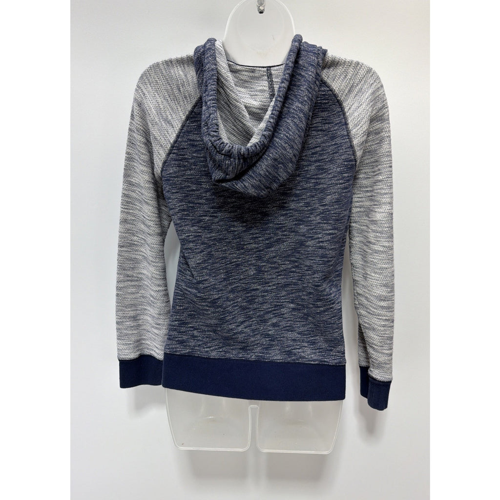 Express Fleece Hoodie Womens Full Zip Color Block XS Blue Drawstring