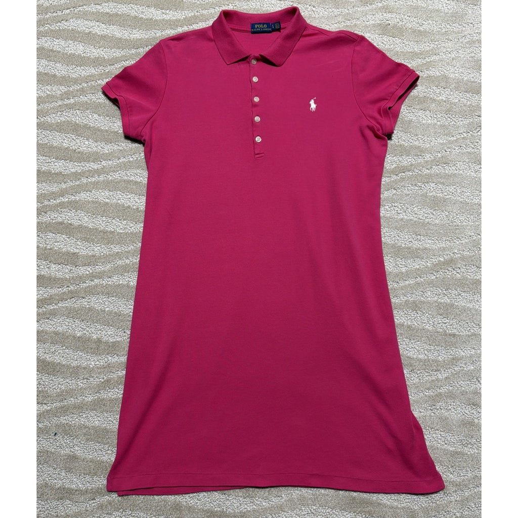 POLO RALPH LAUREN Women Short Sleeve Dress Pink Size L