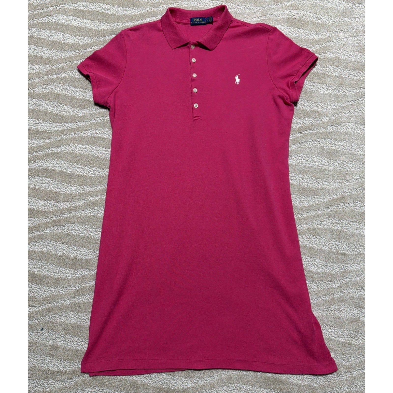 POLO RALPH LAUREN Women Short Sleeve Dress Pink Size L