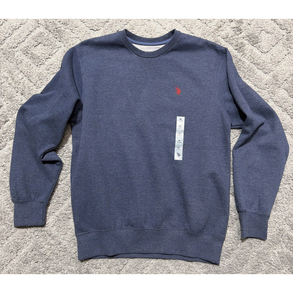 U.S. Polo Assn. | Classic Heather Navy Logo Soft Fleece Pullover Men Size M New