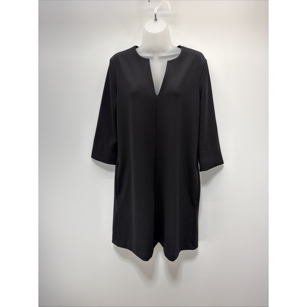 H & M Shift Dress Women Size Small Knit Black 3/4 Sleeves and Pockets New