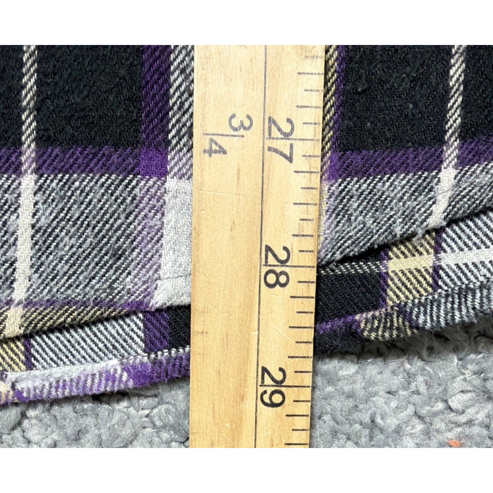 ELixir Plaid Purple Heavyweight Flannel Shirt Double Pocket Commuter Button Up L