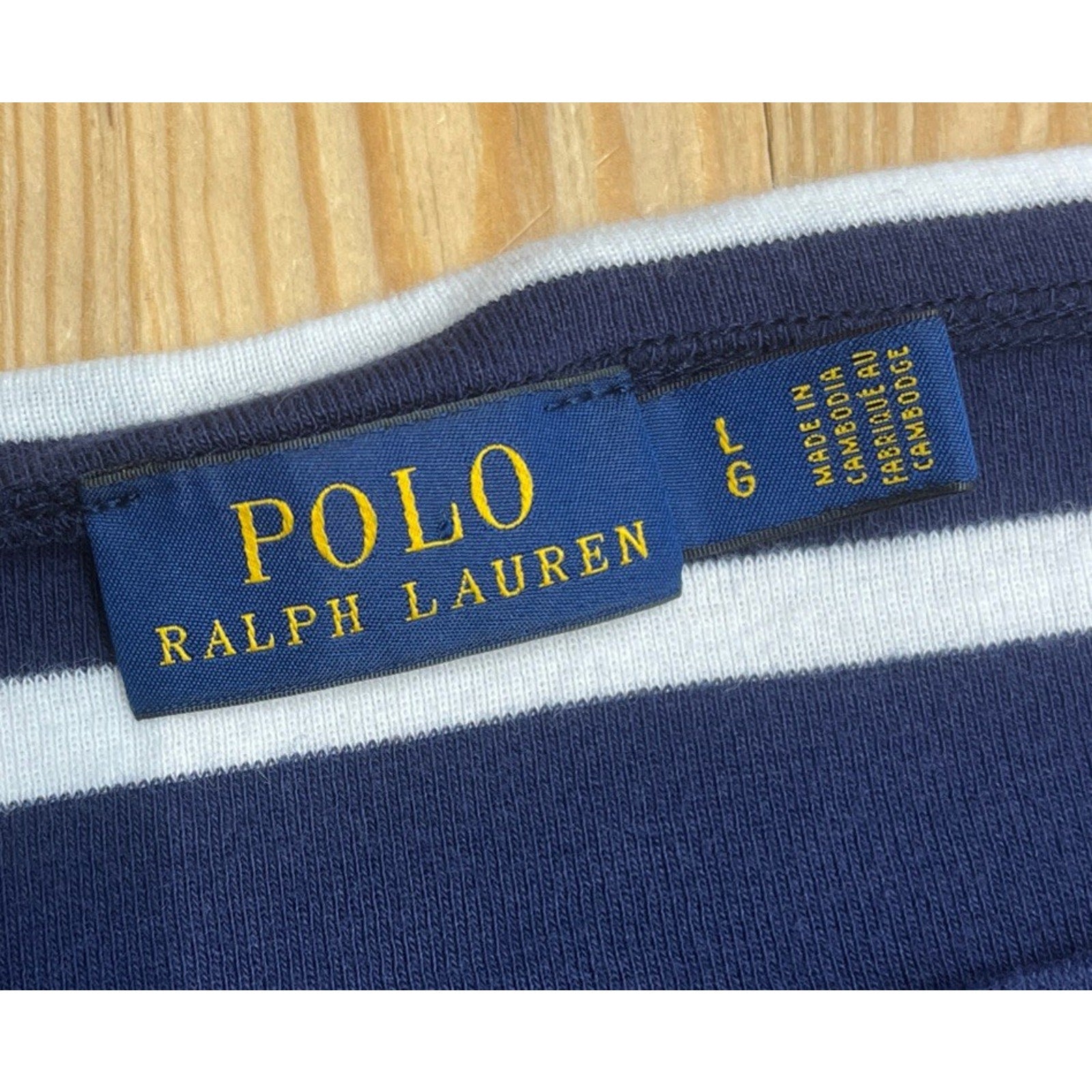 Polo Ralph Lauren Women’s Blue And White Striped Mariner LS Top Size Large