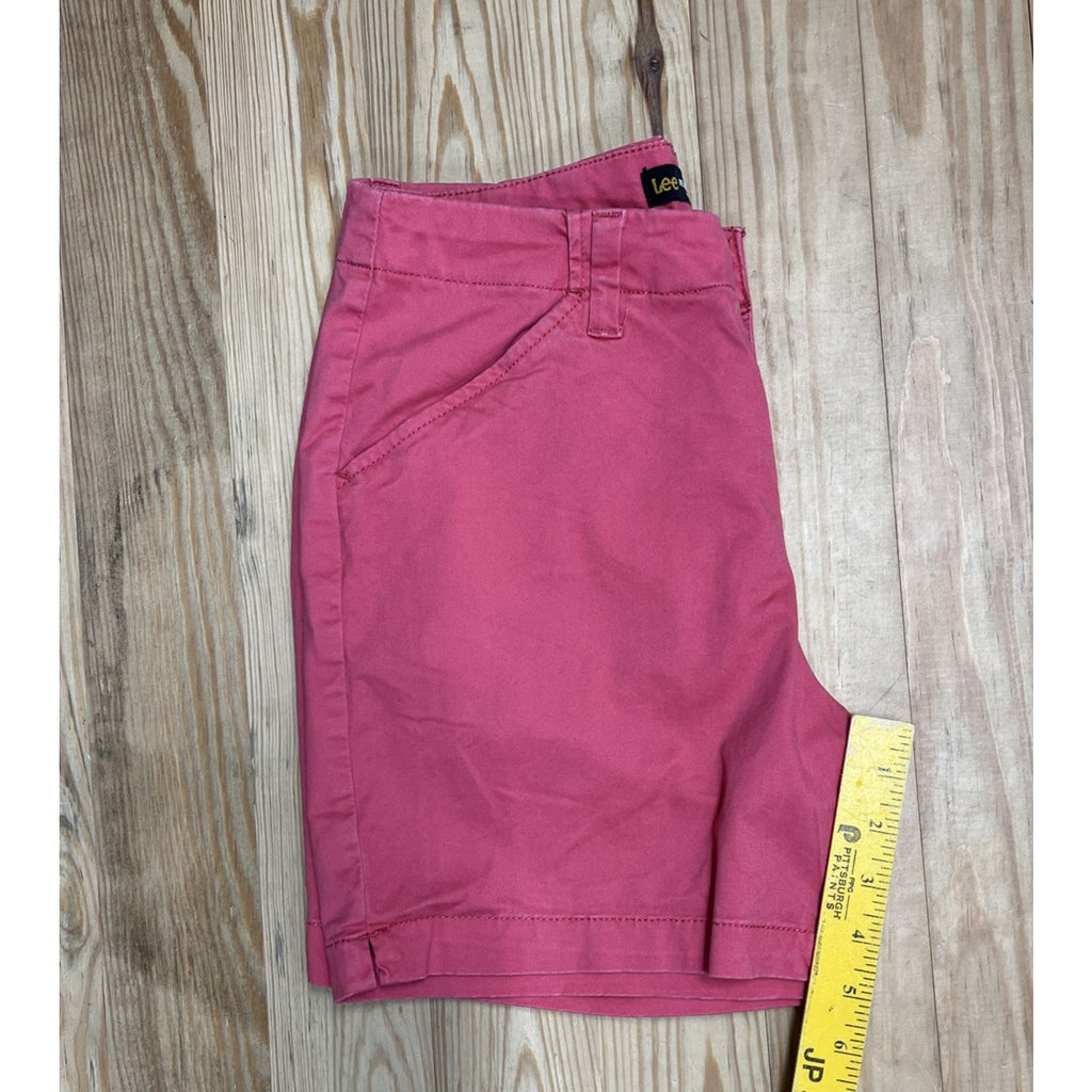 Lee Women's Denim Mid Rise Bermuda Shorts Coral Pink Size 6 Medium
