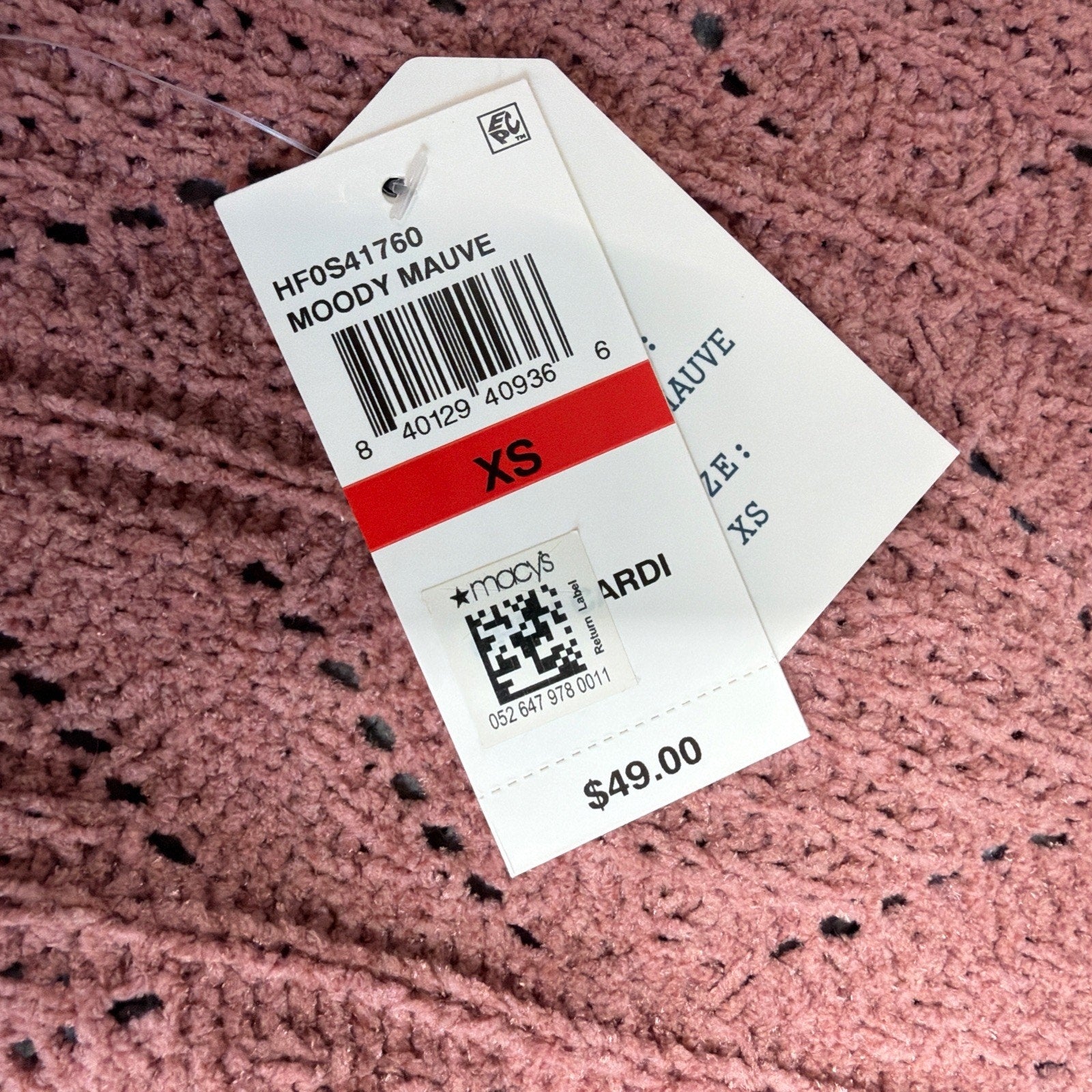 New Hippie Rose Sweater Womens XS Cardigan Open Mauve Boho Long Pockets L/S