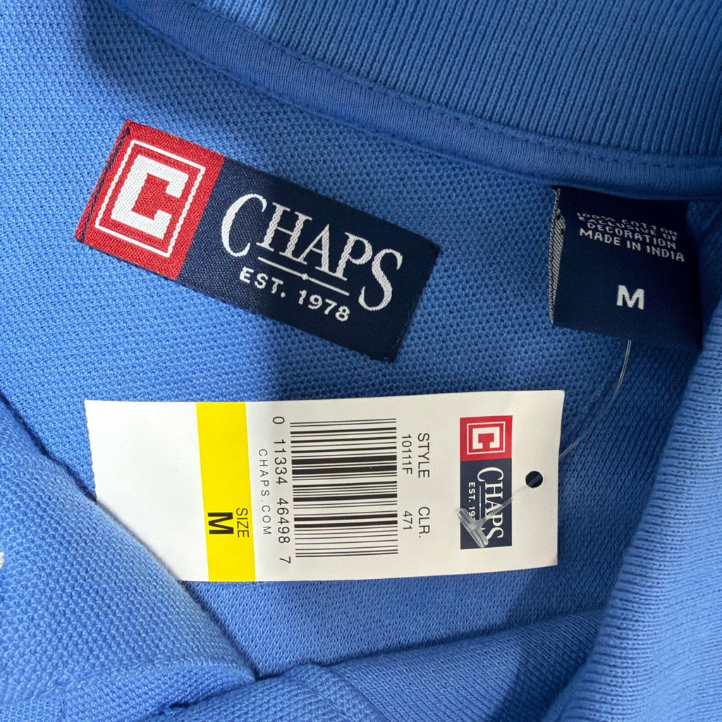 CHAPS Mens Size M Blue Pique Polo Shirt Short Sleeve Cotton Preppy Casual NWT