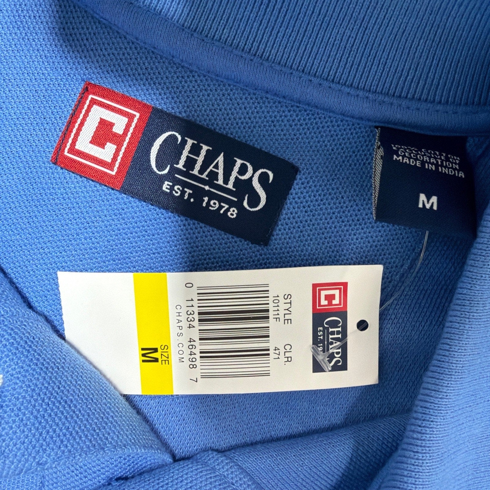 CHAPS Mens Size M Blue Pique Polo Shirt Short Sleeve Cotton Preppy Casual NWT