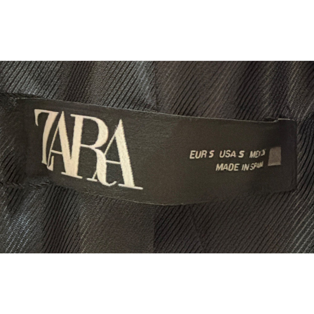 ZARA WOMENS S NEW DINNER JACKET BLAZER SATIN EFFECT TUXEDO COLLAR 8411/791 BLACK