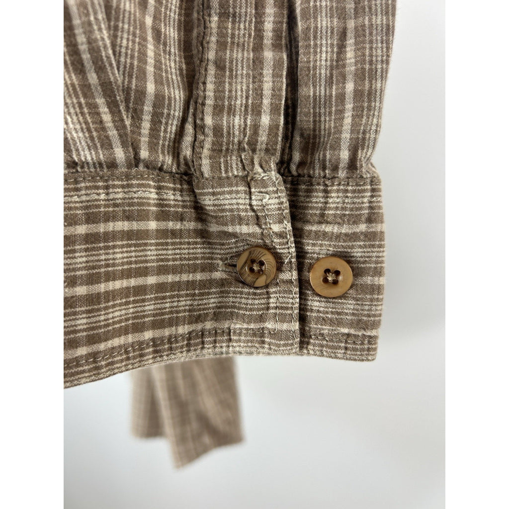 USF Mens XXL 100% Cotton Plaid Button Short Sleeve Shirt Vertical MFG