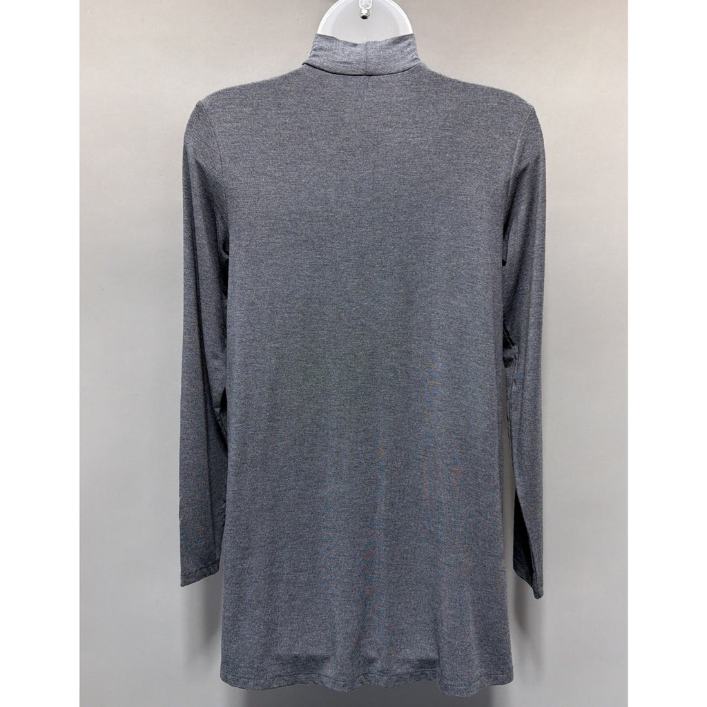 H by Halston Tunnel Funnel Neck Long Sleeves Top with Pockets Grey Small Size
