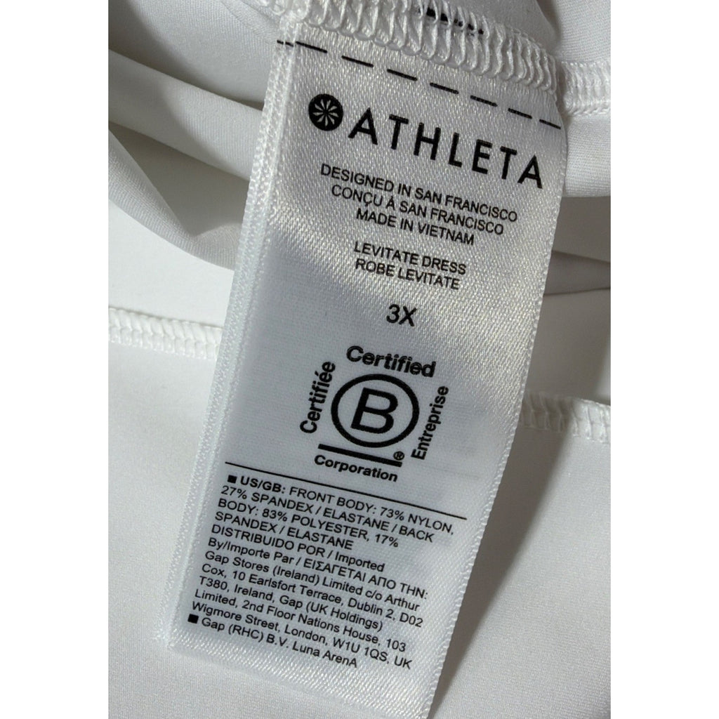 Athleta Levitate Dress White Plus 3X Athleisure Sporty Tennis Prep Pockets NWT