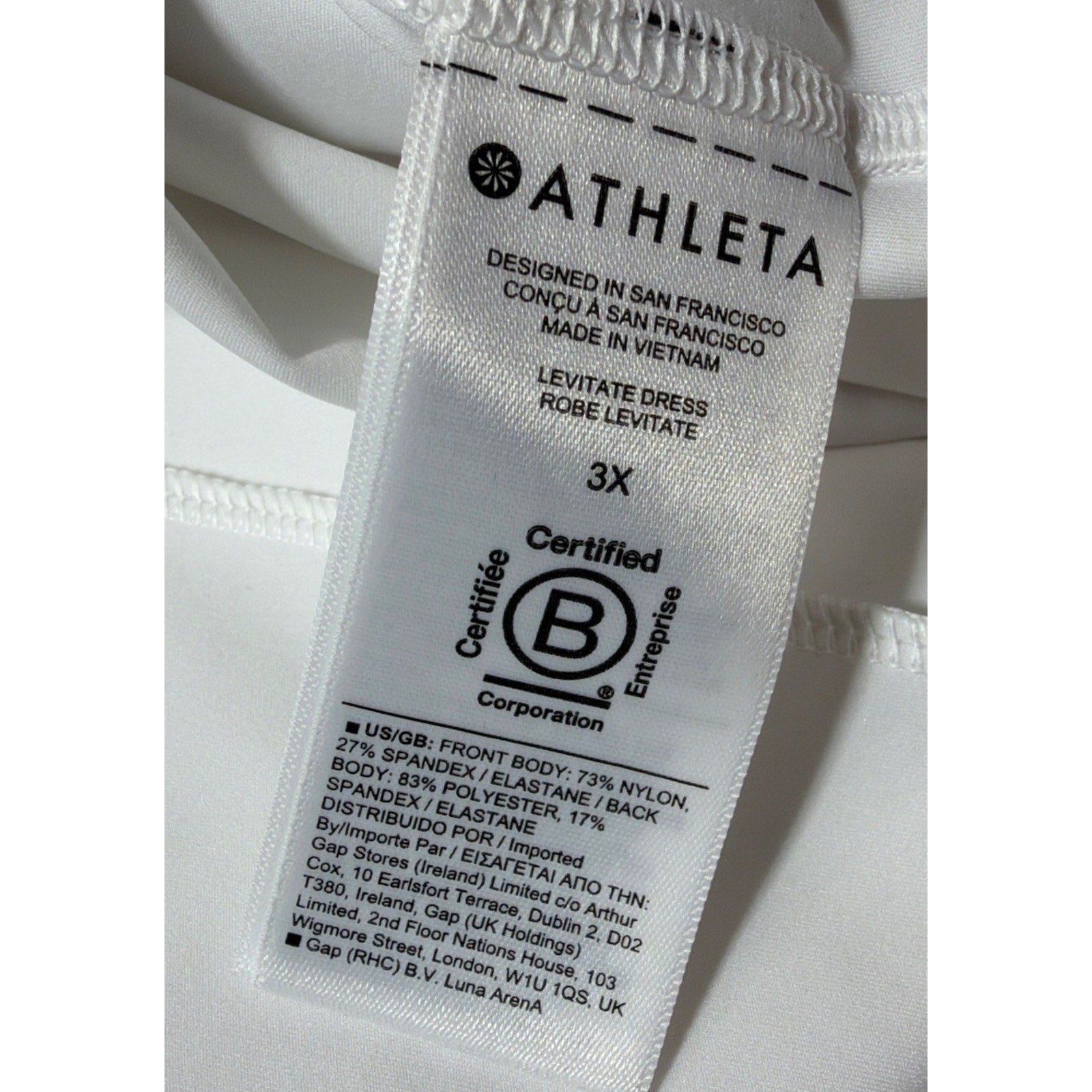 Athleta Levitate Dress White Plus 3X Athleisure Sporty Tennis Prep Pockets NWT