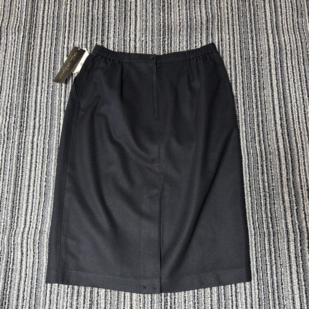 Vtg Kim Rogers Pencil Skirt Womens 16 Black Knee Length Lined 100% Wool Pockets