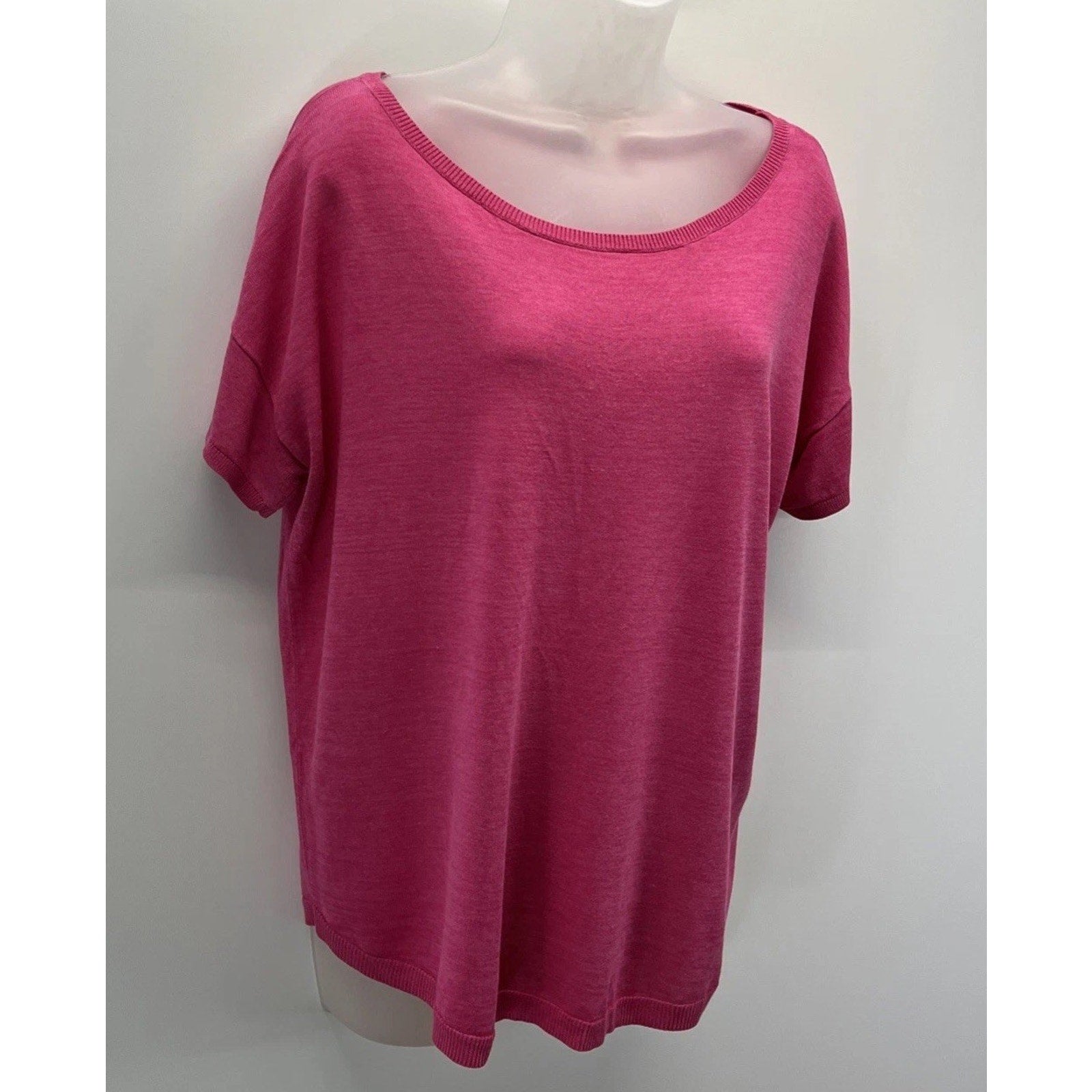 TALBOTS Woman L Pink Short Sleeved Sweater Cotton Blend Lightweight