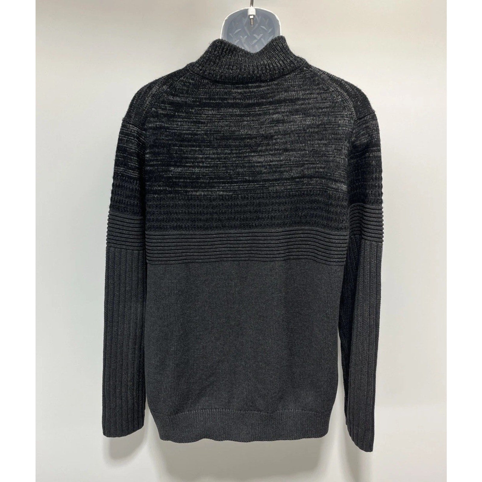 Calvin Klein Sweater Jacket Size Large Men Full Zip Ribbed Heavyweight Mock Neck