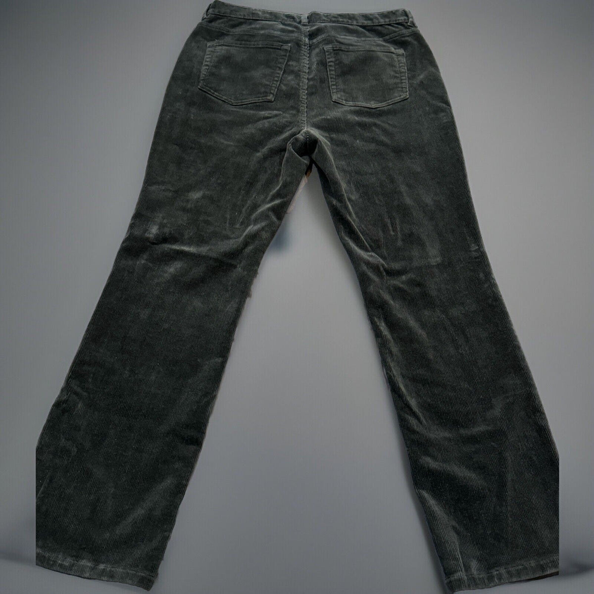 St John's Bay Olive Green Corduroy Pants Women 10P Black Mid Rise Straight Leg