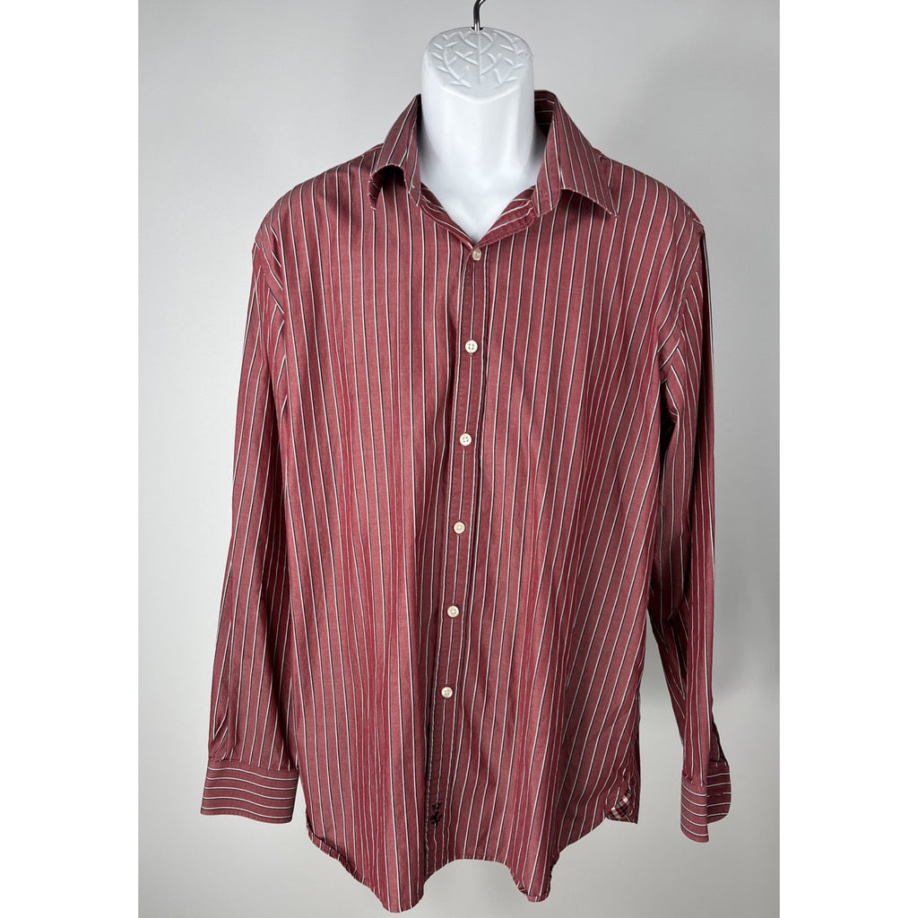Austin Reed London Men's Bespoke Fit Striped Button Front Dress Shirt Size L