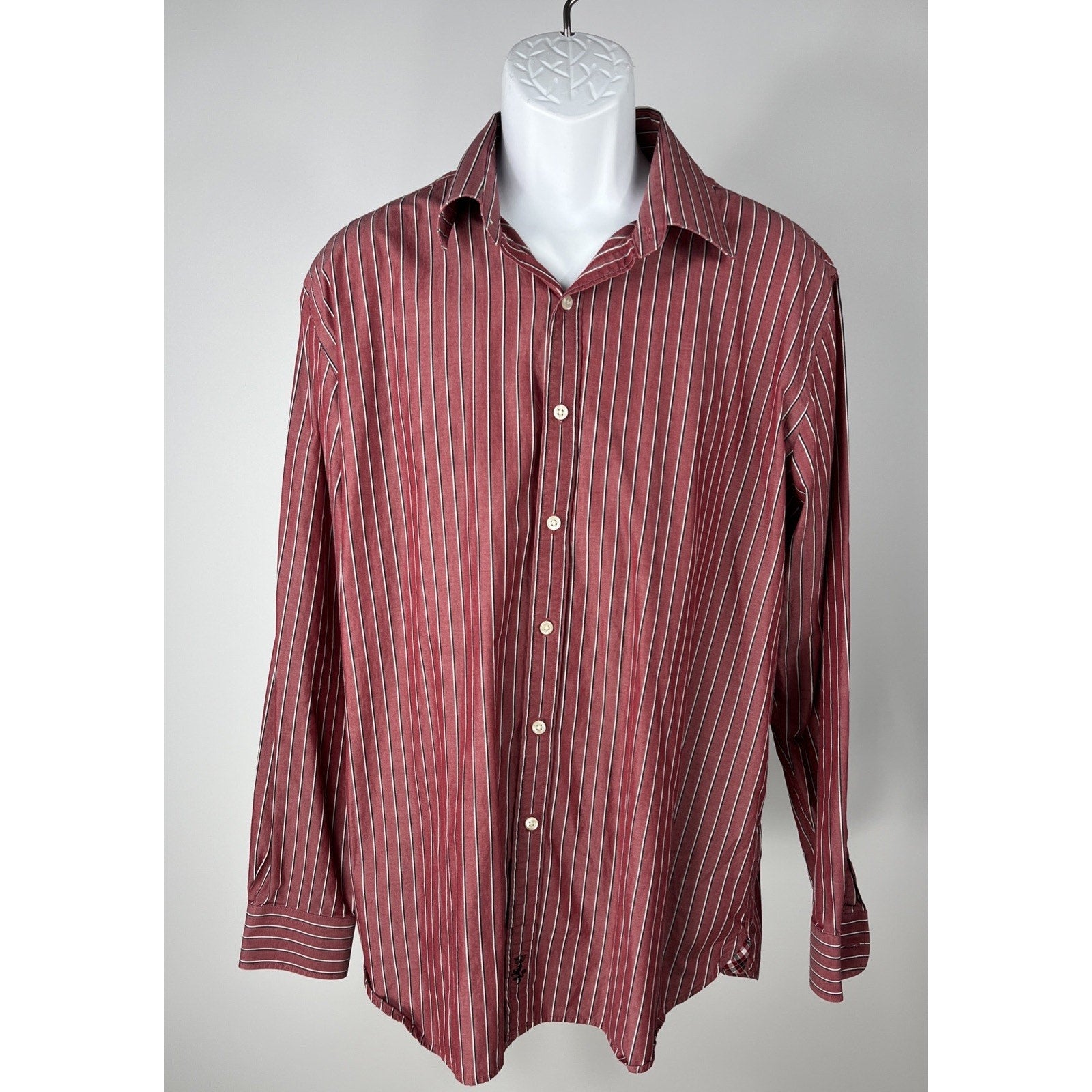 Austin Reed London Men's Bespoke Fit Striped Button Front Dress Shirt Size L