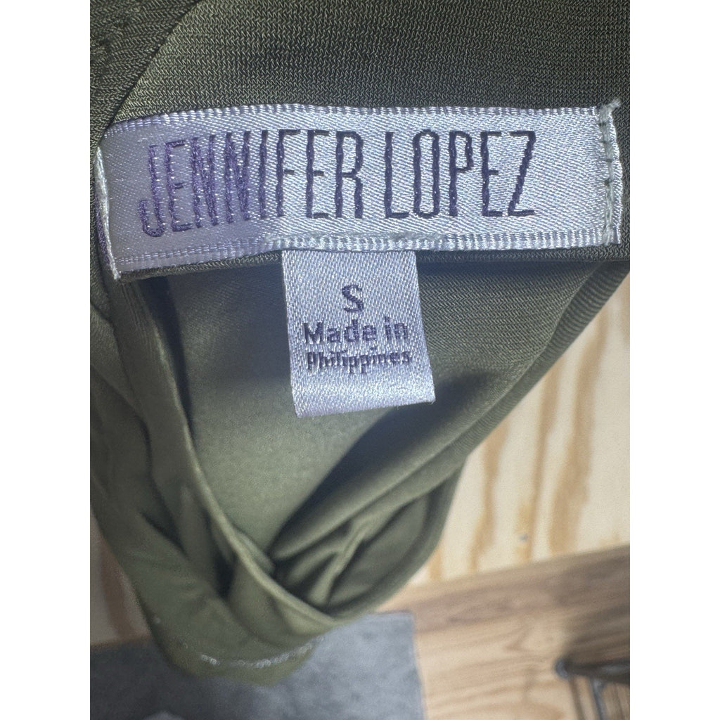 Jennifer Lopez Top Womens Small Olive Green Cowl Neck Embellished Sleeveless New