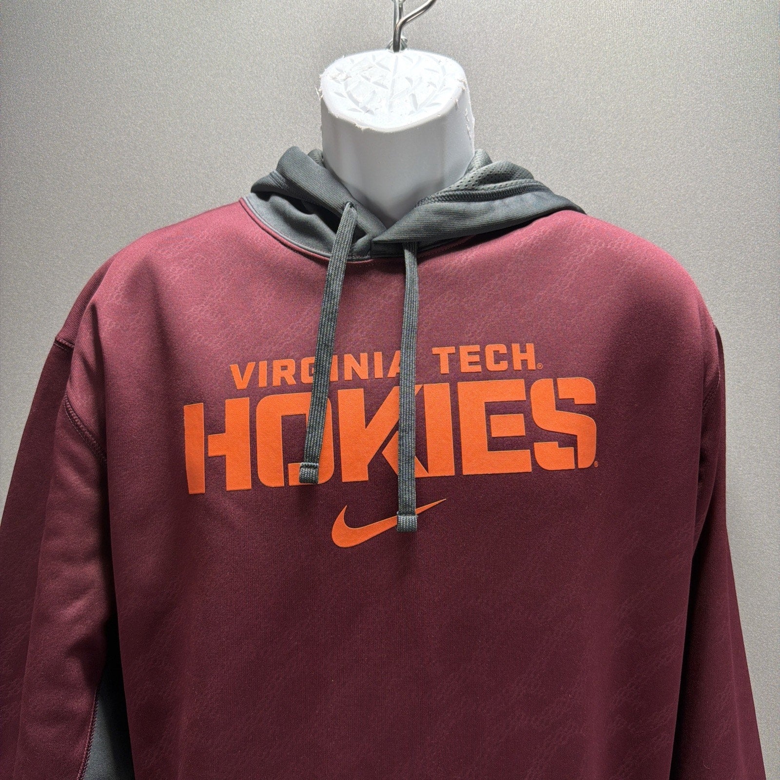 Virginia Tech Hokies Nike Hoodie Men’s XXL Burgundy Gray Therma-Fit Excellent