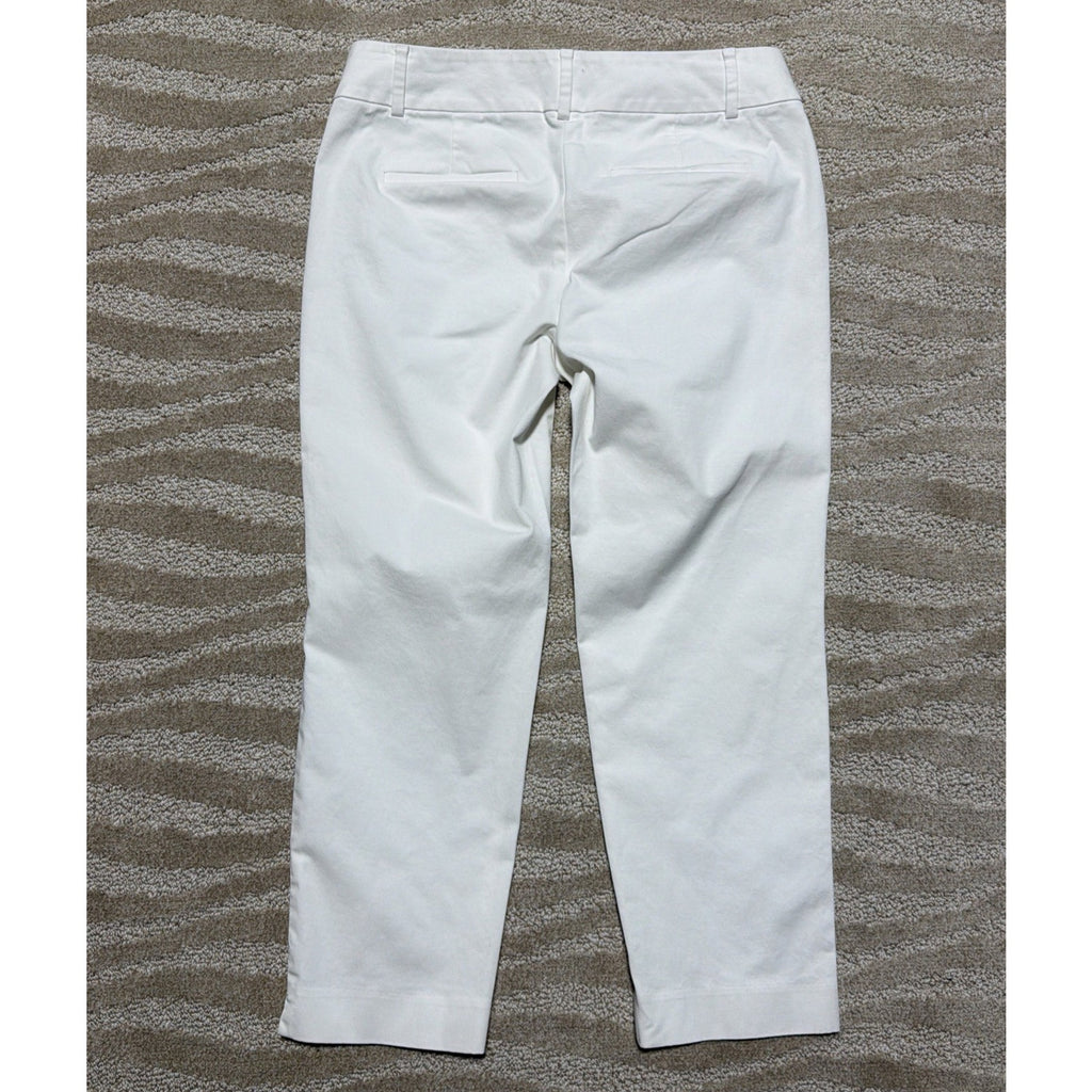Ann Taylor Factory Signature White Straight Leg Cropped Pant Sz 2 Petite 29x22