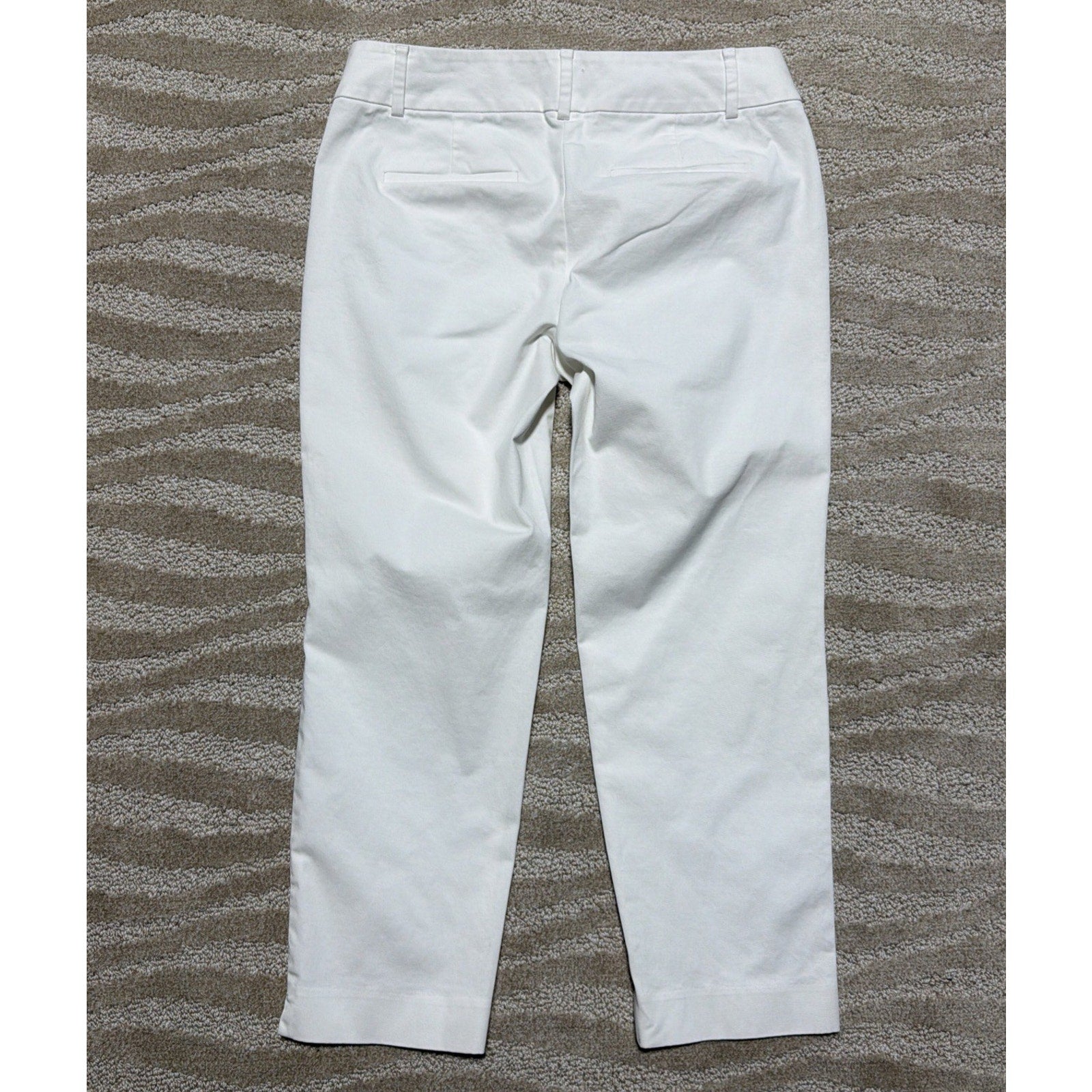 Ann Taylor Factory Signature White Straight Leg Cropped Pant Sz 2 Petite 29x22