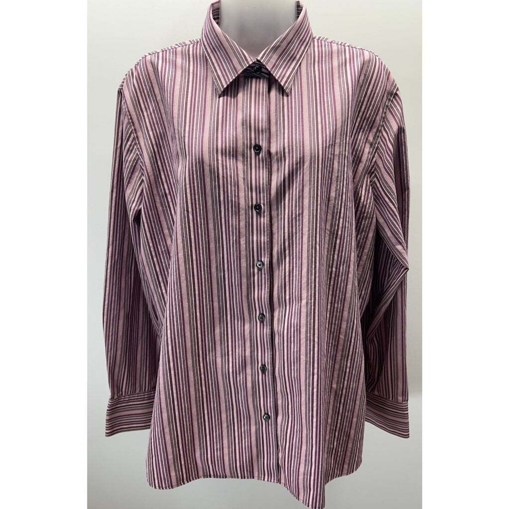 EDDIE BAUER WOMEN'S WRINKLE RESISTANT STRIPED COTTON SHIRT - SIZE XXL 9647.