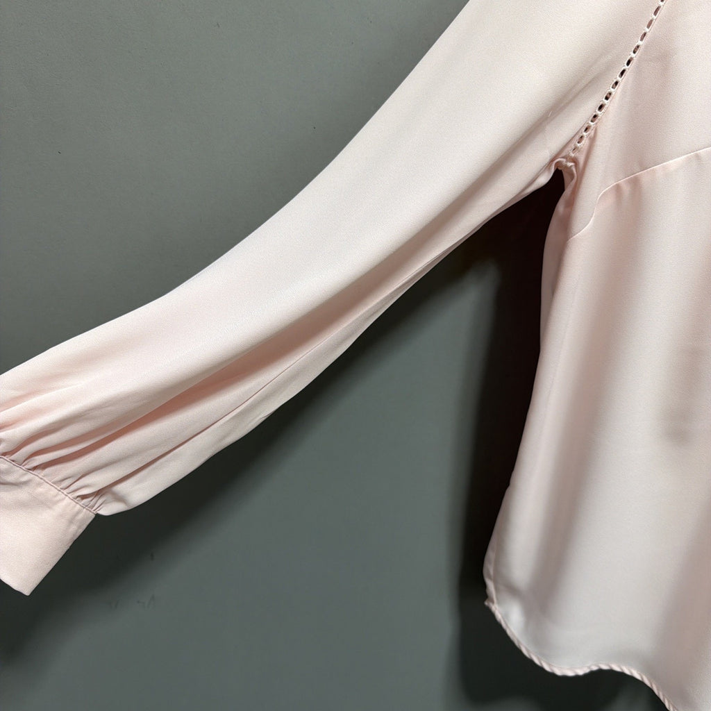 AVA & VIV Pink Long Sleeve Button Down Blouse Women’s Plus X Boho Semi Sheer NWT