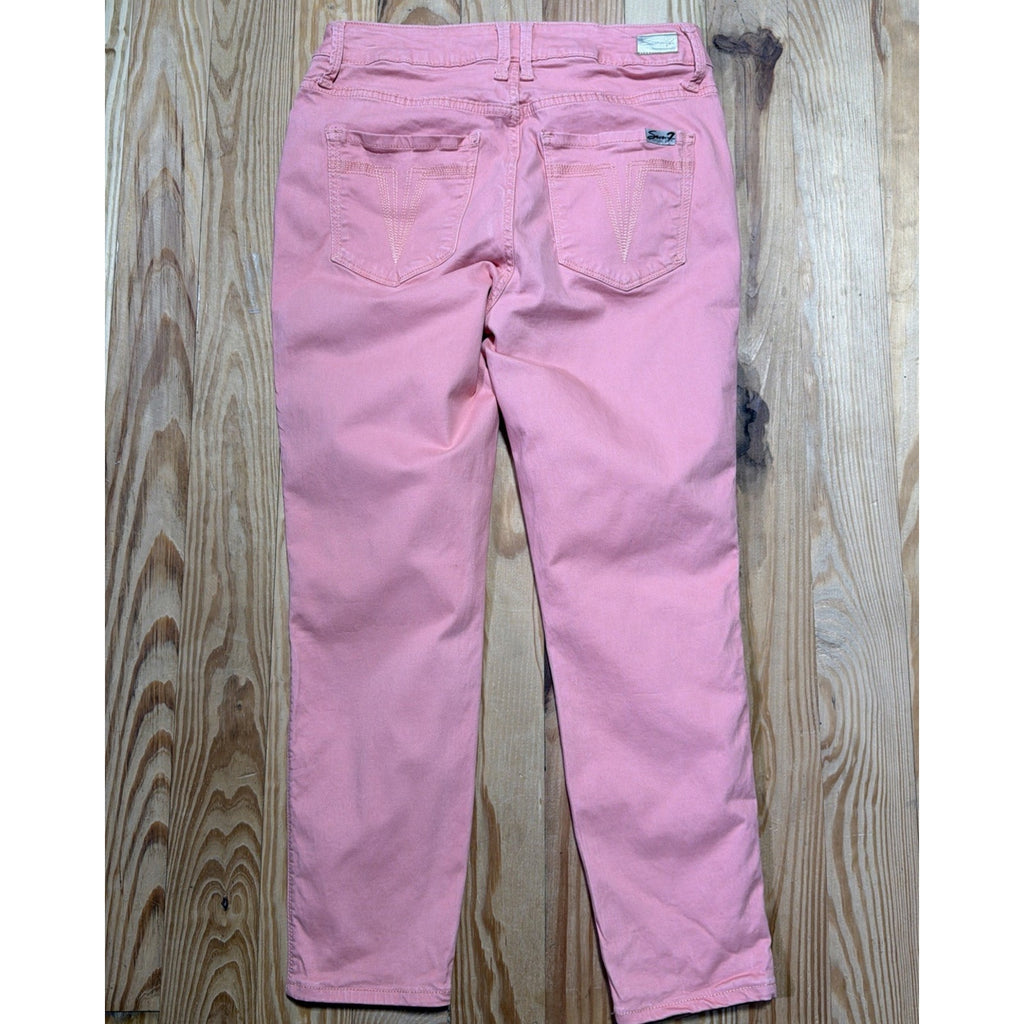 Seven7 High Rise Skinny Crop Jeans Pink Women's Size 8 Cotton Blend
