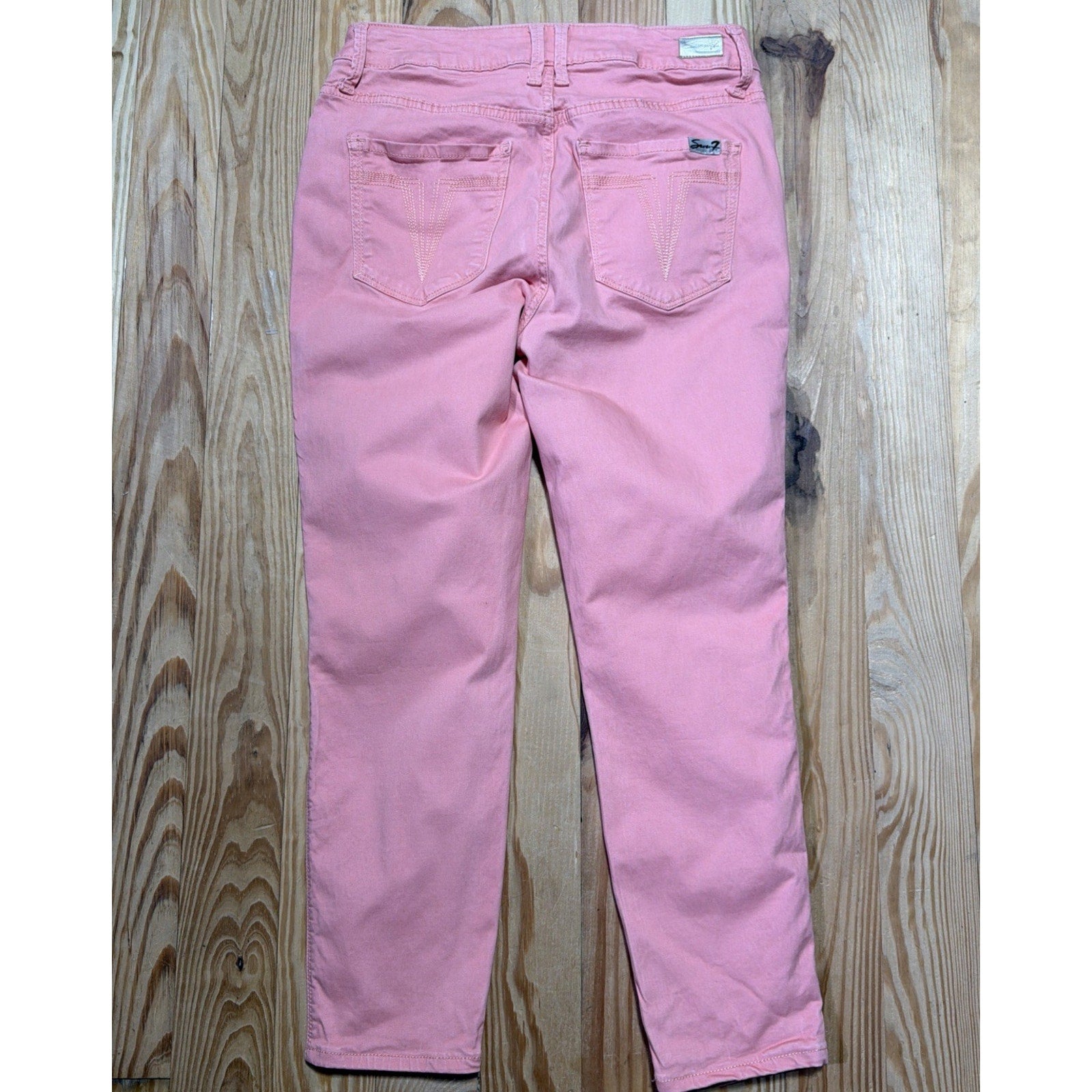 Seven7 High Rise Skinny Crop Jeans Pink Women's Size 8 Cotton Blend