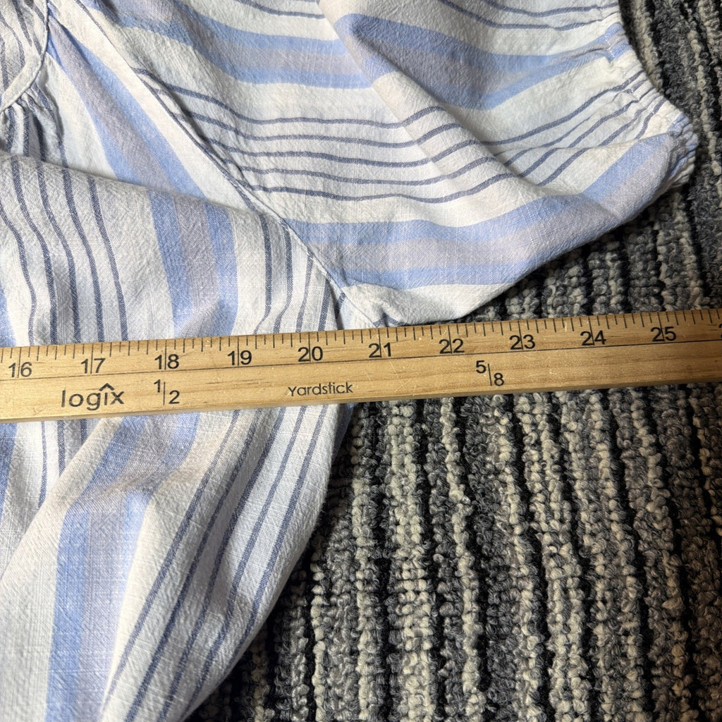 Free Assembly Shirt Dress Womens Small Belted Midi Short Sleeves Blue Stripes