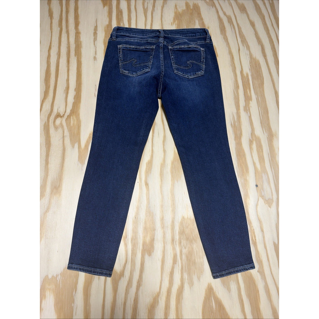 Silver Jeans Elyse Skinny Women's Sz. 29x27 Blue 8.5" Rise Cotton Blend Denim