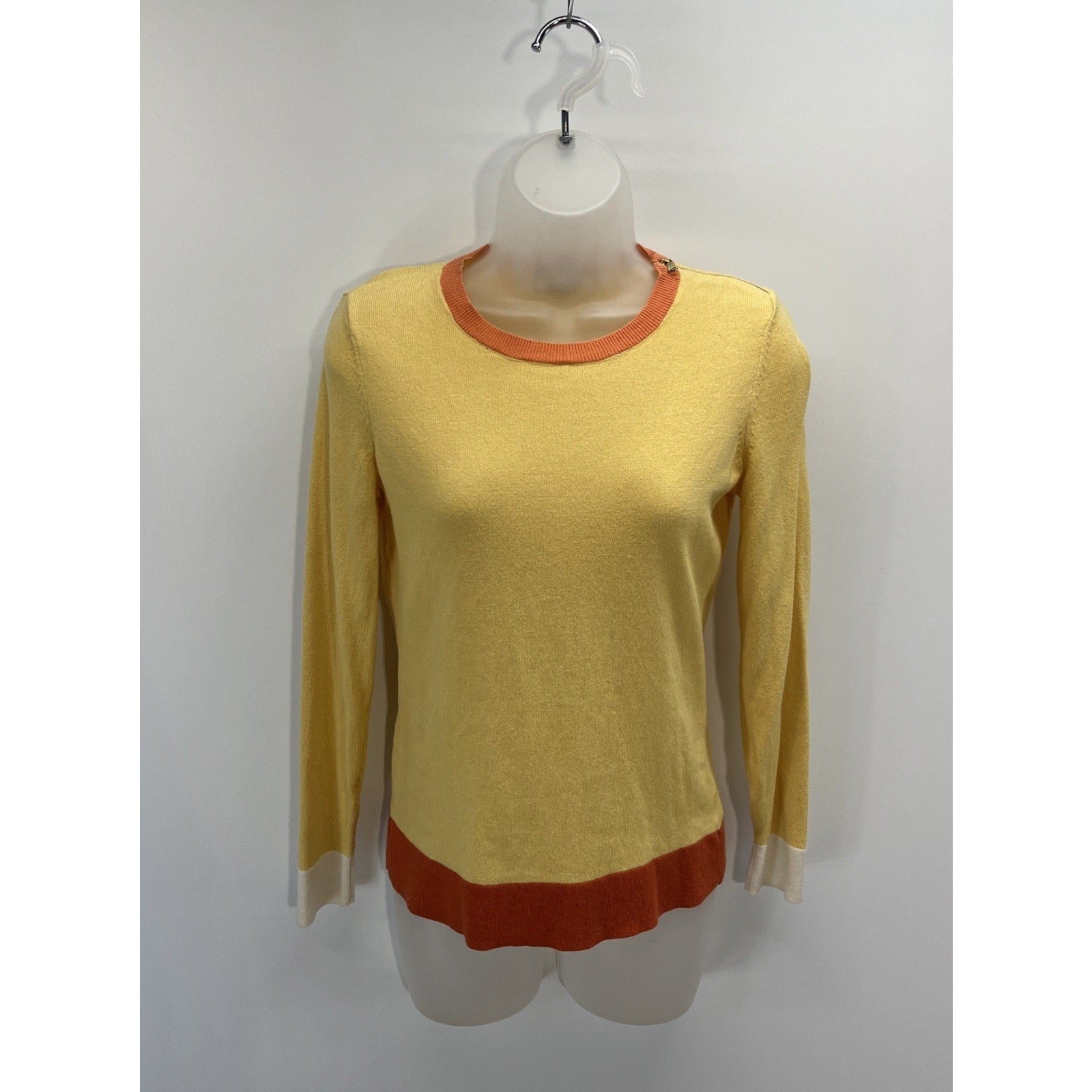 Talbots Petites Women's Small Petite Yellow Crewneck Pullover Sweater Angora