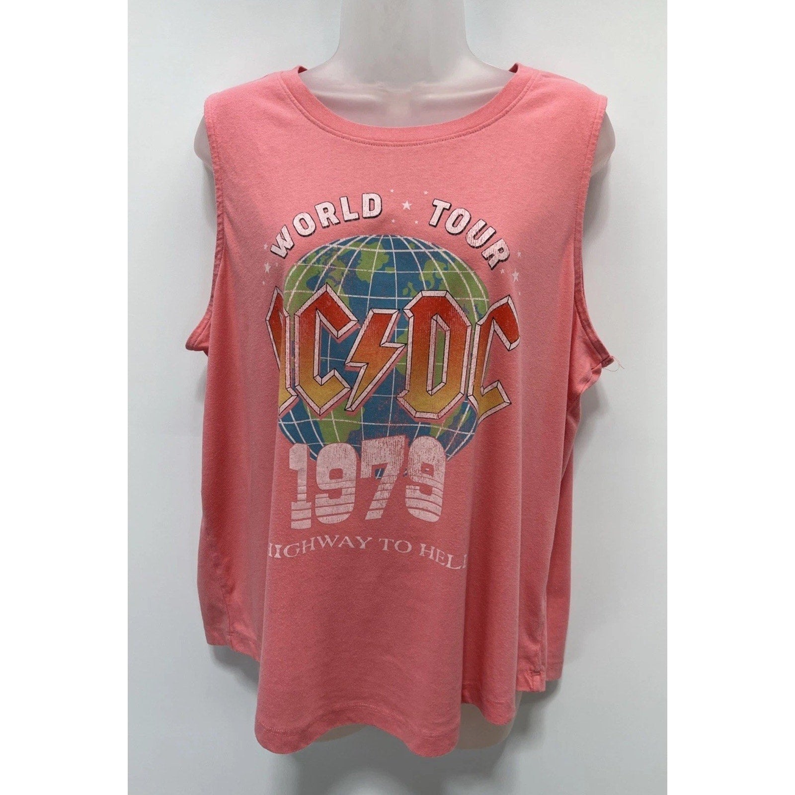 ACDC Tank Singlet size L Pink Sleeveless Rock Band Shirt