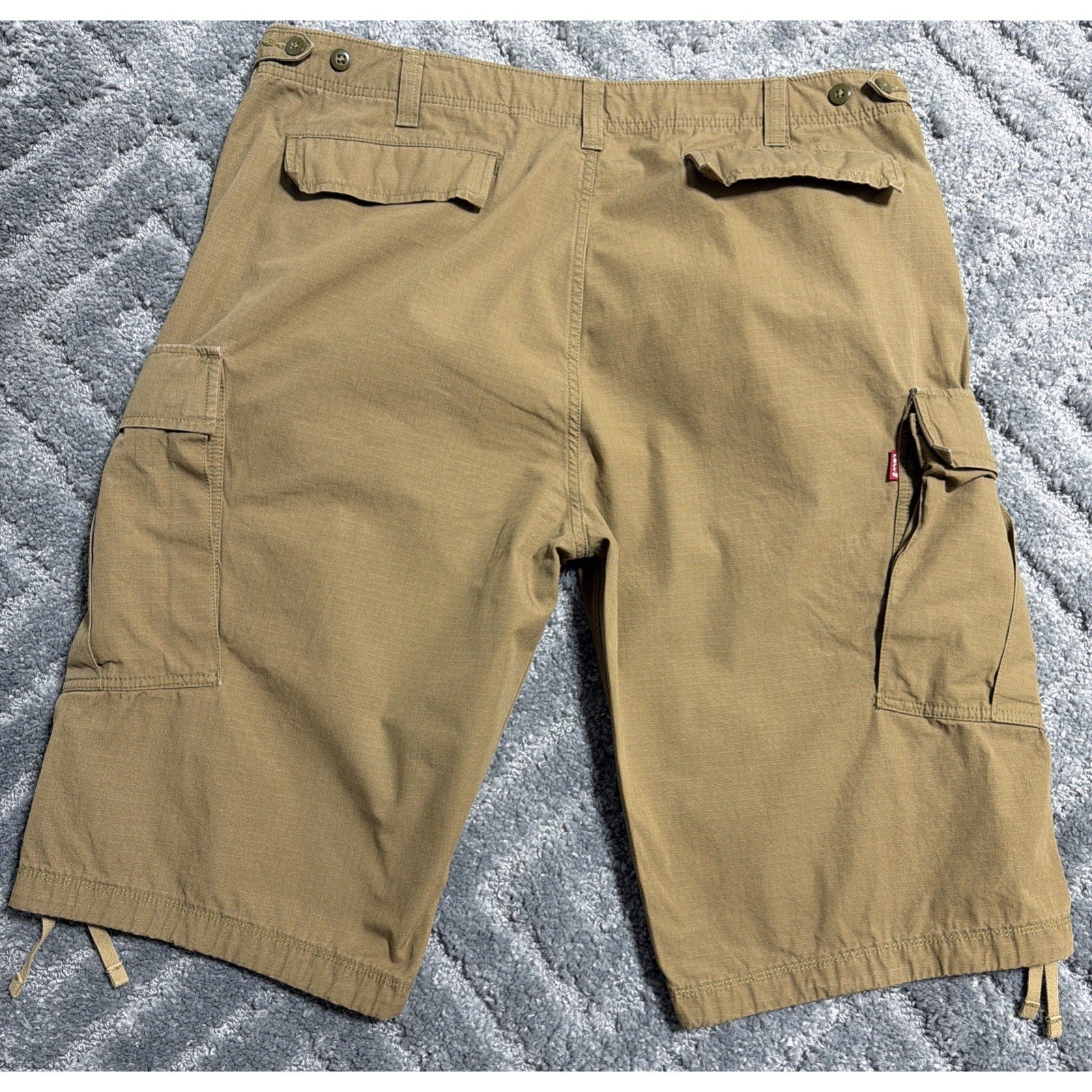 Levis Cargo Shorts Mens 38 Tan Baggy Pockets Skater Loose Red Tab