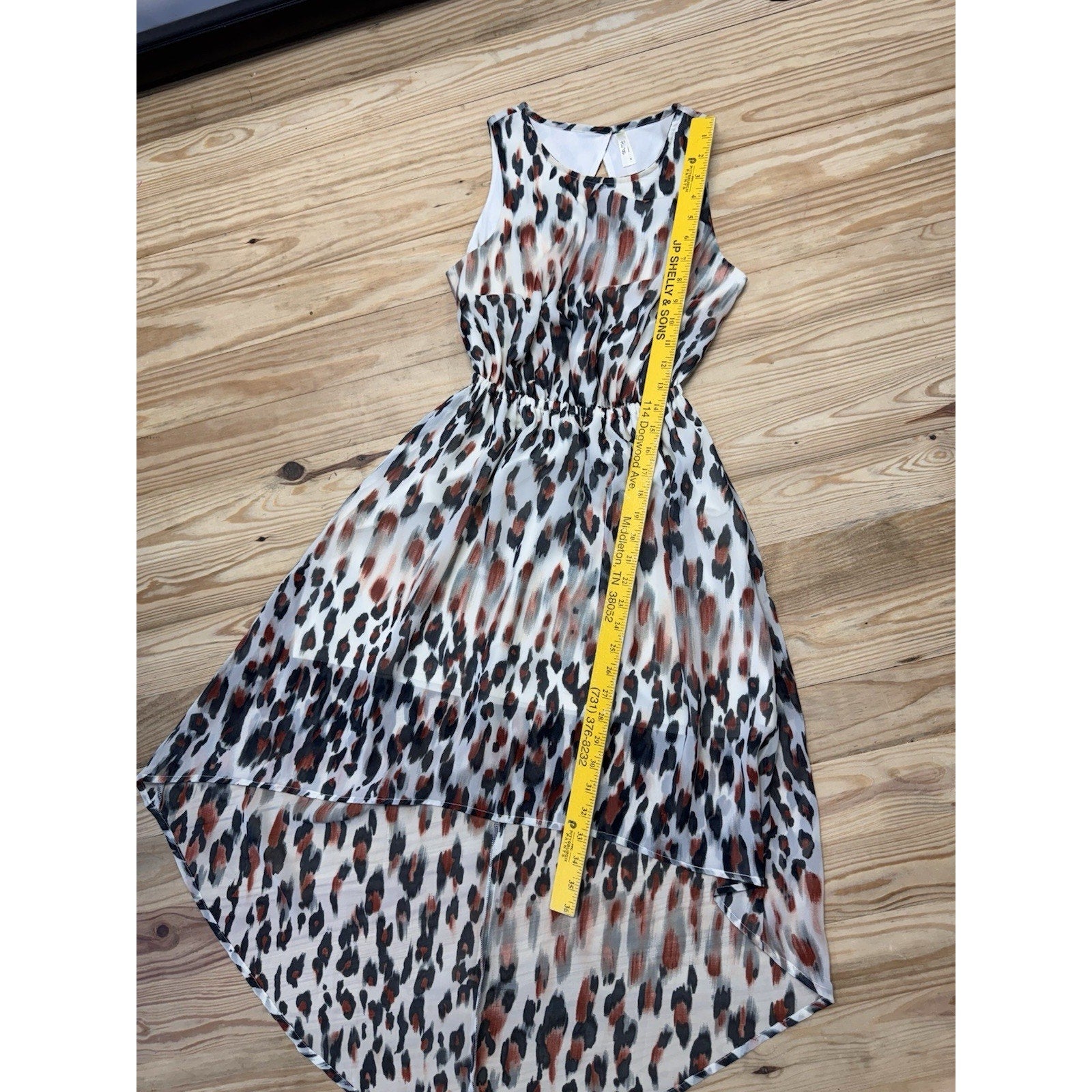 Truth NYC Women's Size Small Brown Leopard Animal Print Flowy Dress Hi-Low