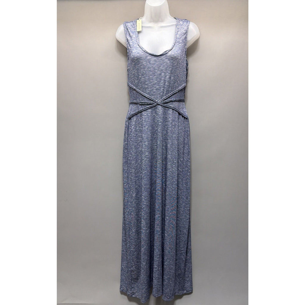 Max Studio Jersey Trimmed Slub Summer Sleeveless Maxi Dress Size L Stretch NWT