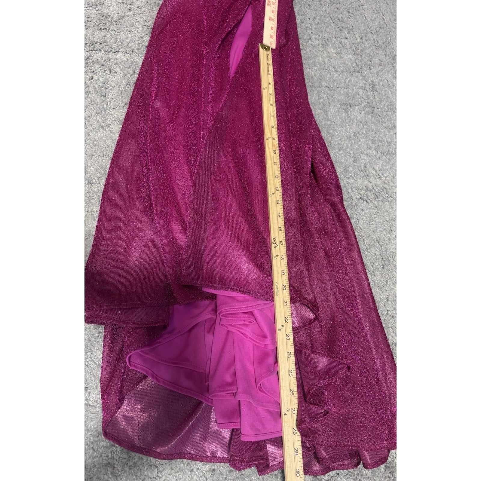 Women’s Hot Pink Glitter Formal Dress Mermaid Maxi Gown Slit Spaghetti Strap