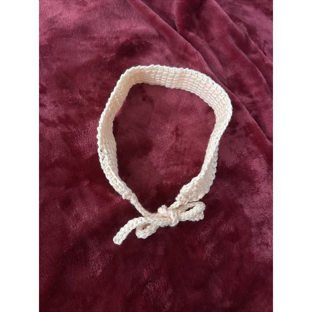 Handmade Crochet Tie Back Headband Blush Pink Boho Hair Wrap Womens Adjustable