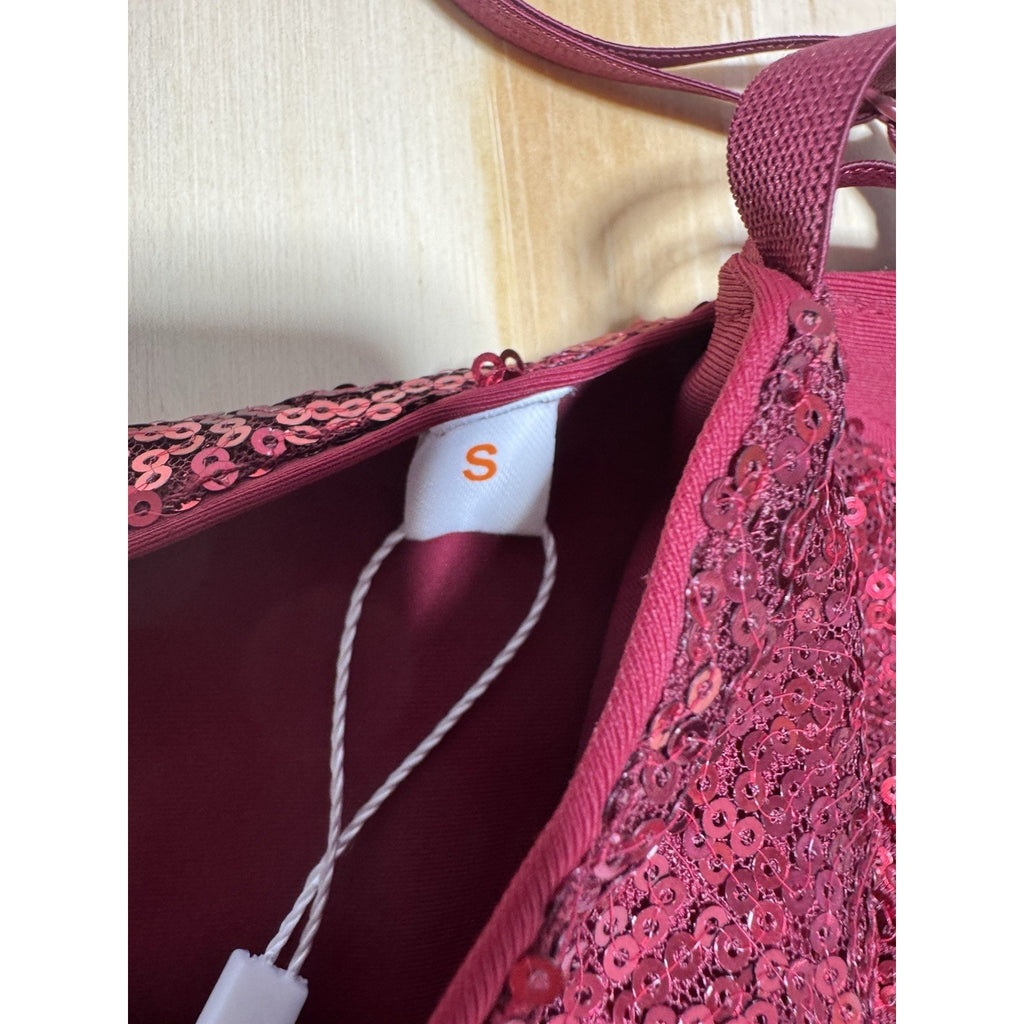 IBAKOM Imagine Better Apparel Red Sleeveless Dance Prom Formal Dress New Size S