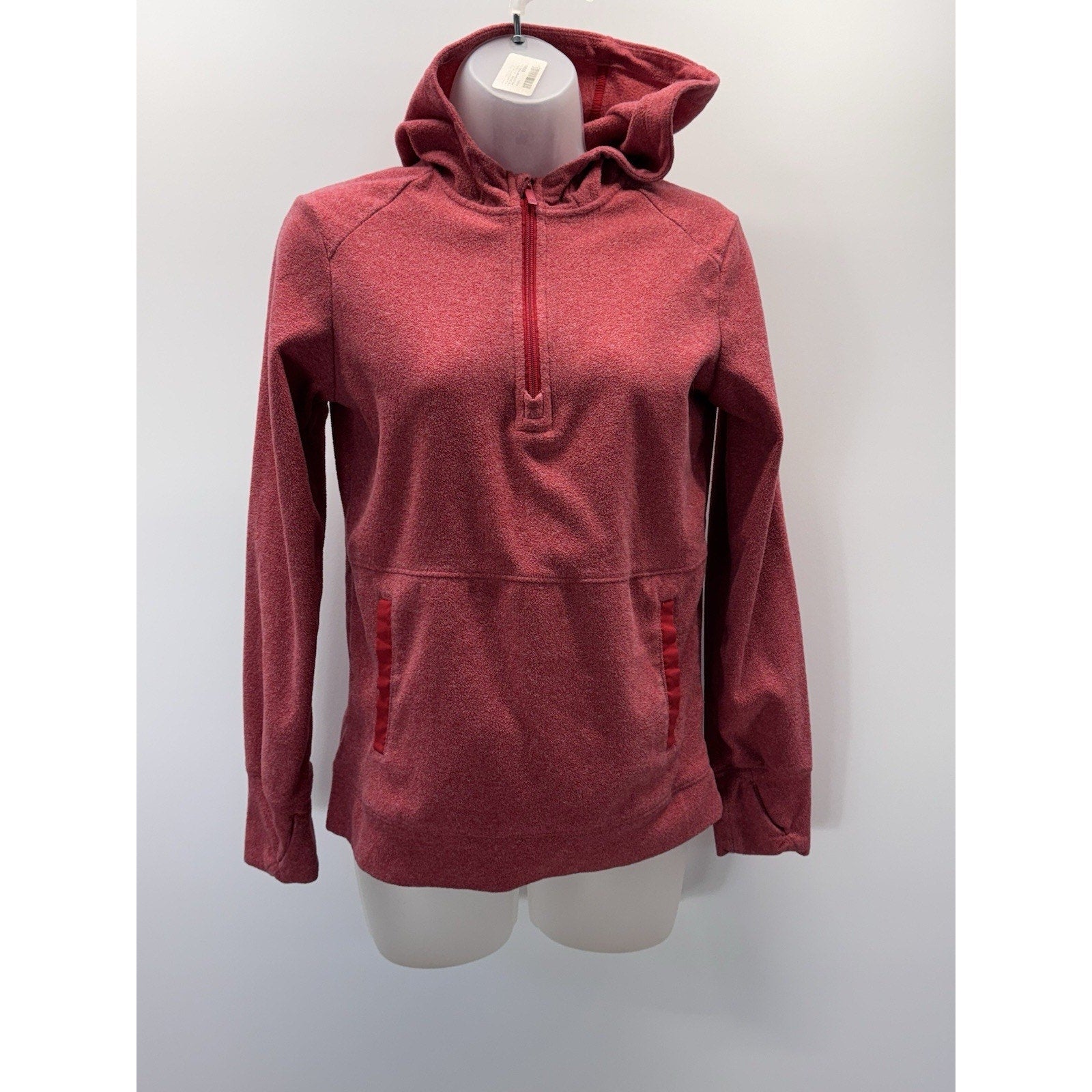 All In Motion 1/4 Zip Hooded Pullover, Women’s Large Light Red Athletic Fit