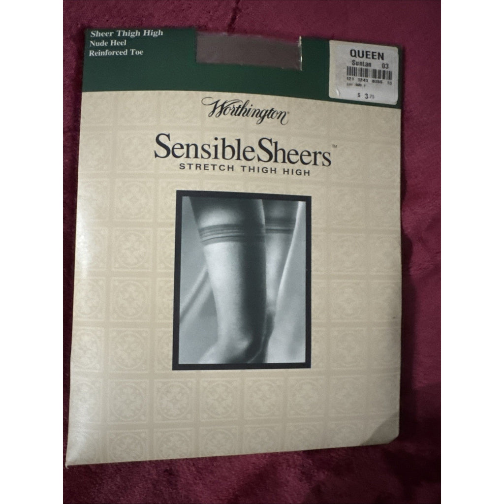 Vintage Worthington Sensible Sheers Suntan 03 Stretch Thigh Highs Queen