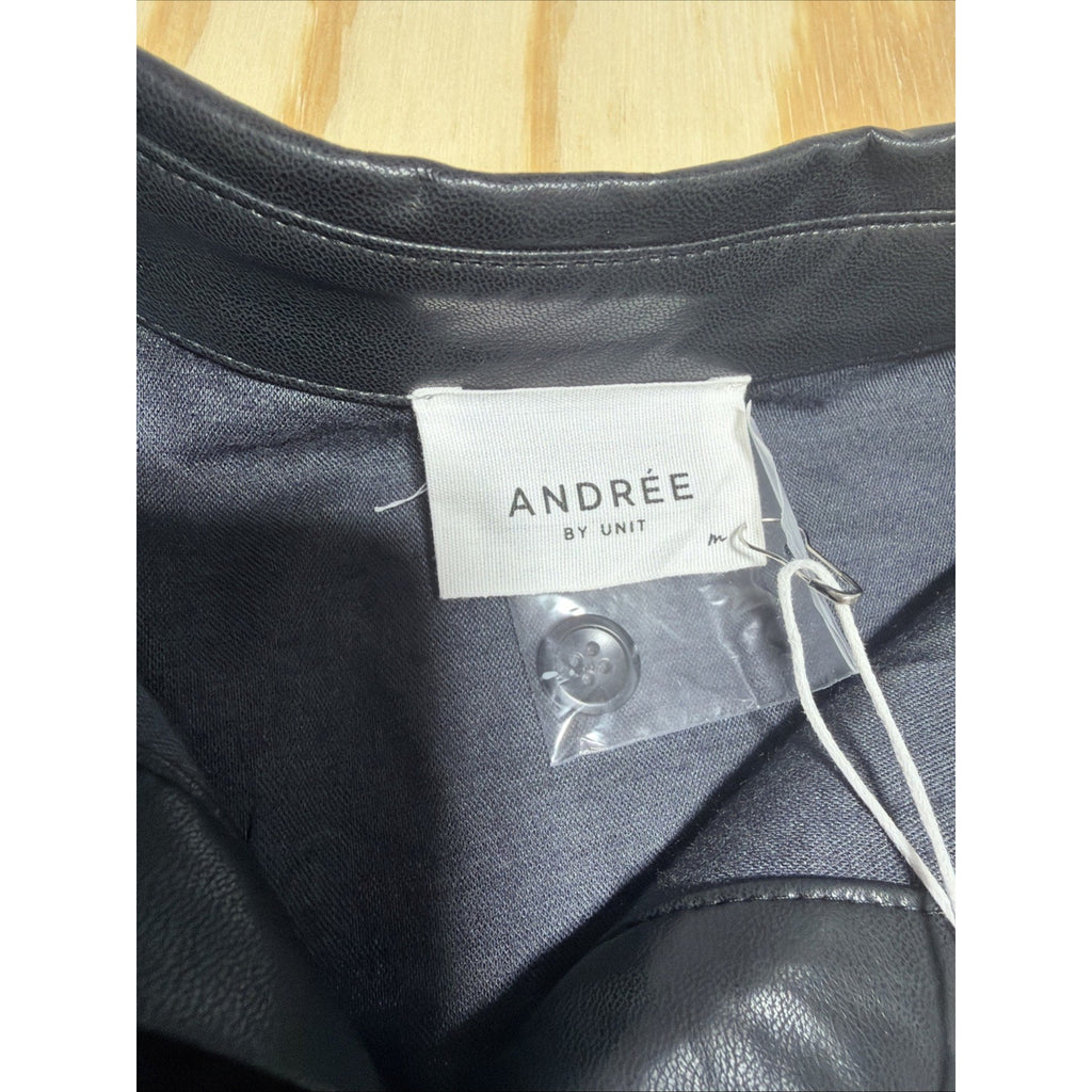 Andree By Unit Jasper Jacket Medium Black Shacket Back Faux Leather New
