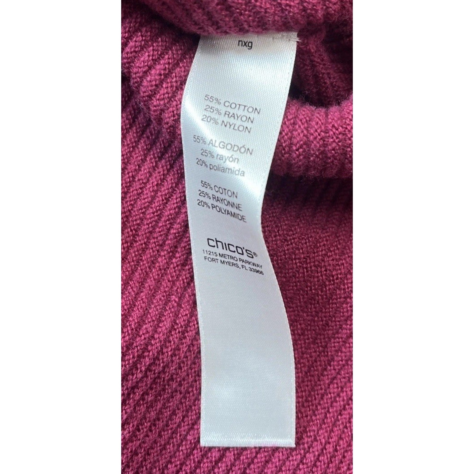 Chicos Burgundy Wine Textured Stripe 3/4 Sleeve Top Blouse Sz 1 M