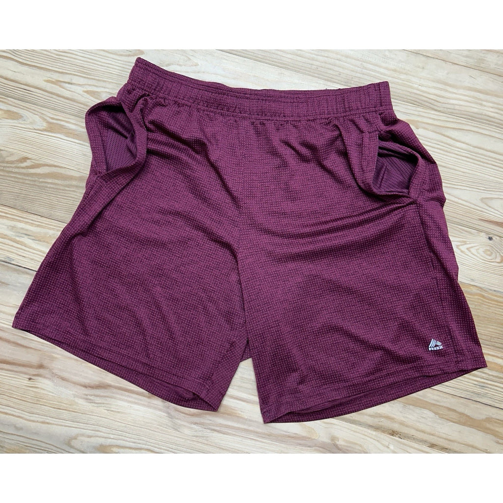 Reebok Men's Size L Burgundy Draw String Athletic Gym Basketball Shorts.