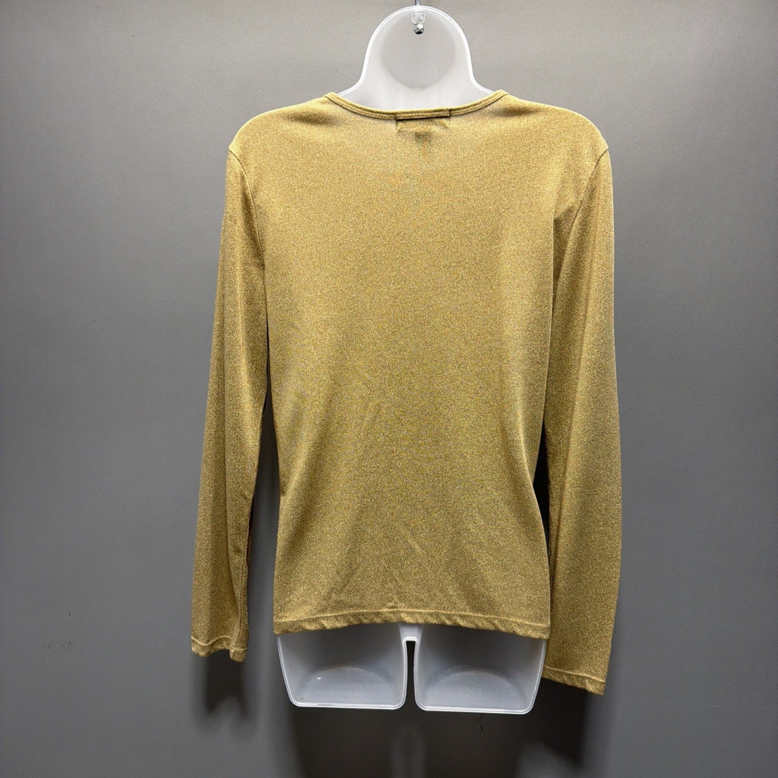 Lauren Ralph Lauren Metallic Gold Ribbed CREW NECK Sweater Top Size L