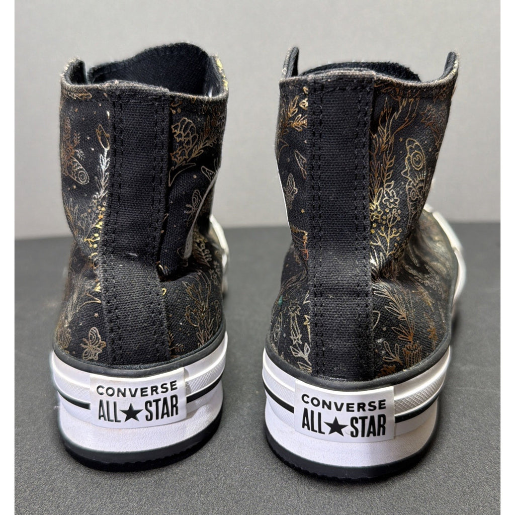 Converse All Star CTAS Eva Lift Black & Gold Butterfly Mid Top Sneakers SZ 4