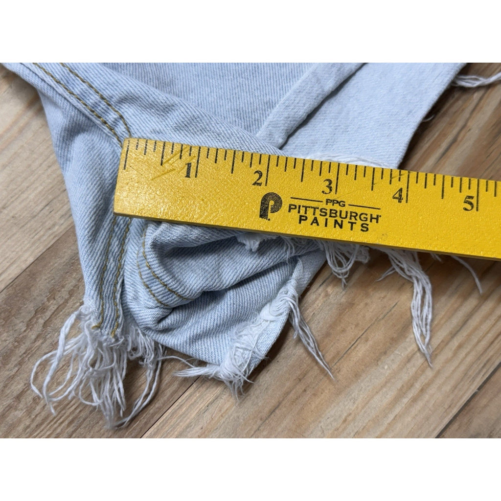 Signature8 Women's Button Fly Distressed High-Rise Denim Shorts Size Medium