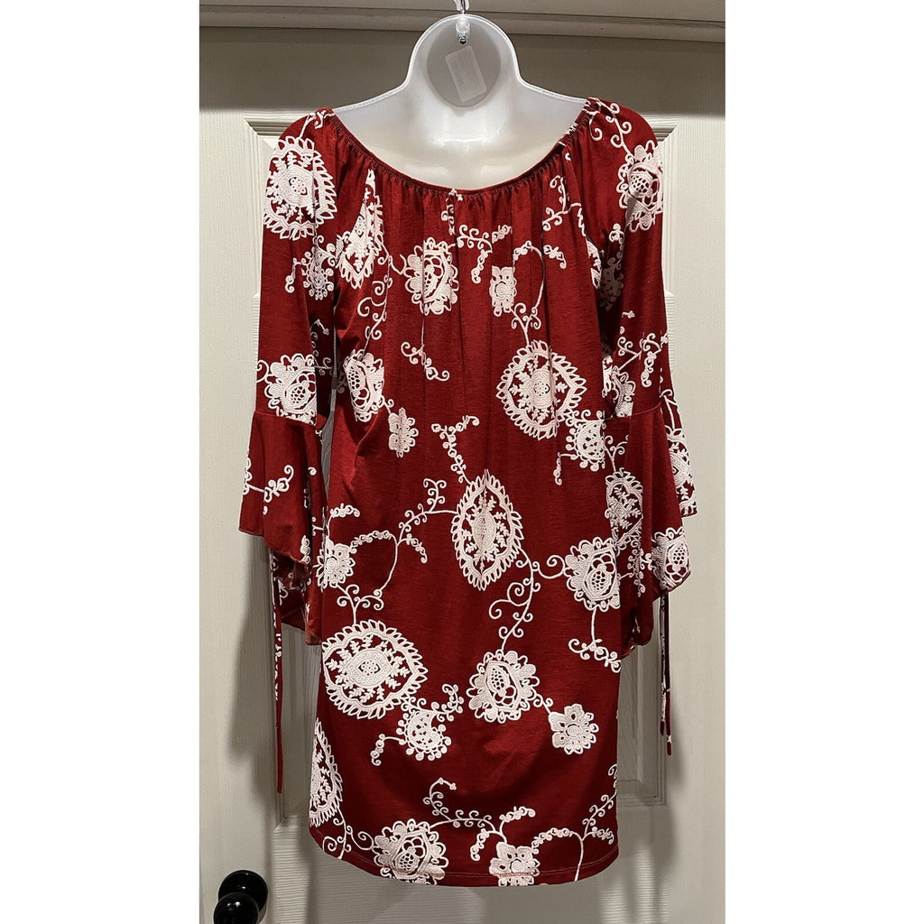 2B Together Coral Floral Tunic Blouse Dress Size Large Made in Los Angeles